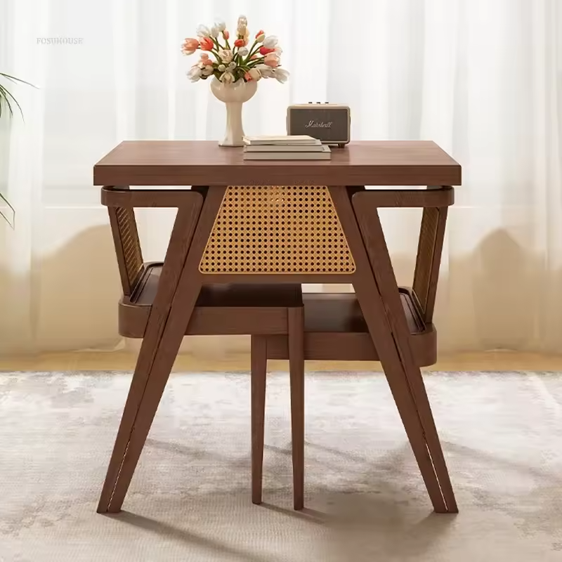 Natural Wood Table and Chair Set Elegant Design & Space Saving