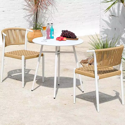 Compact Chic Modern Minimalist Rattan Bistro Set for Urban Spaces