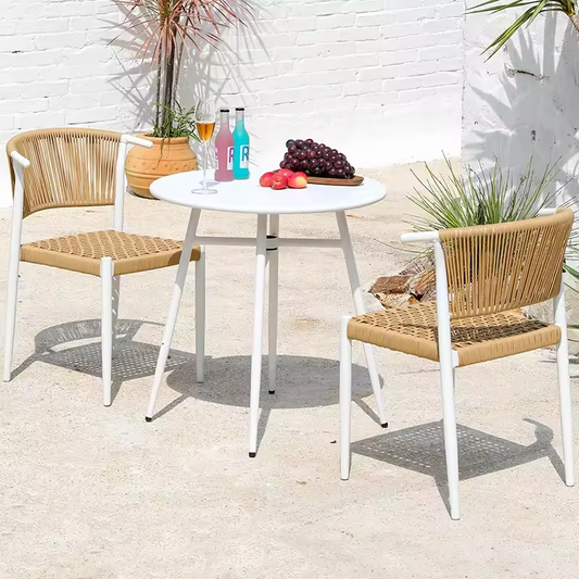 Compact Chic Modern Minimalist Rattan Bistro Set for Urban Spaces