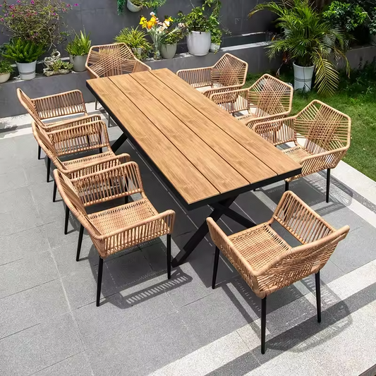 Natural Harmony Stylish Woven Rattan Outdoor Dining Set