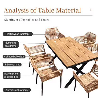 Natural Harmony Stylish Woven Rattan Outdoor Dining Set