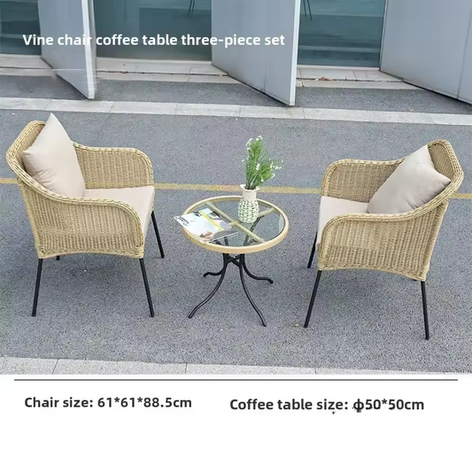 Casual Elegance Three Piece Rattan Coffee Table Set for Cozy Conversations