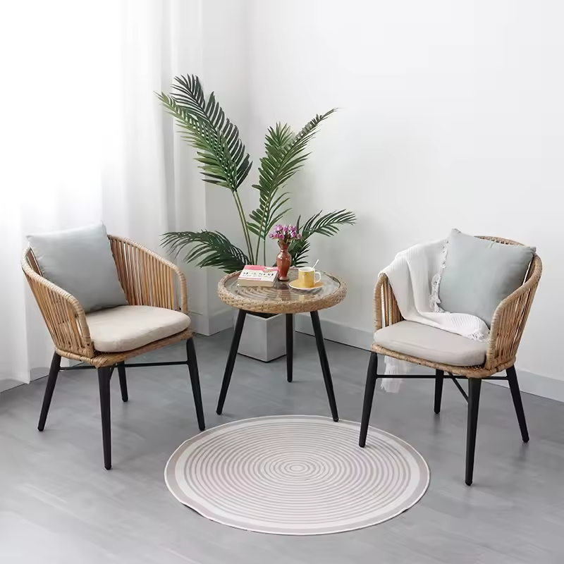 Handwoven Rattan Lounge Chair Set