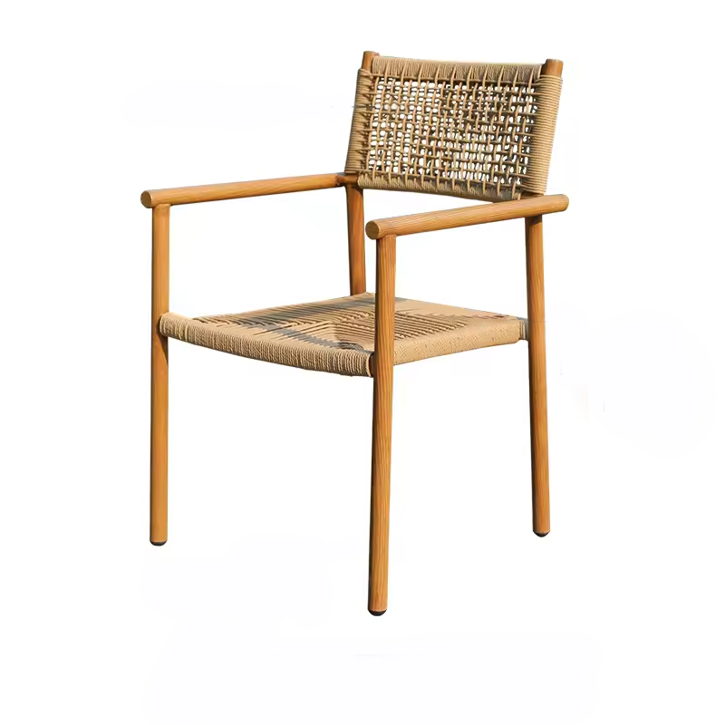 Bohemian Wicker Dining Set – Natural Rattan & Metal Outdoor Furniture