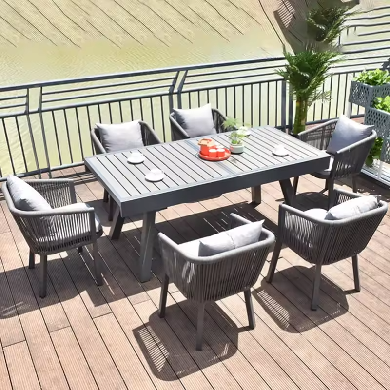 Modern Garden Dining Set – 6 Chairs & Weatherproof Table