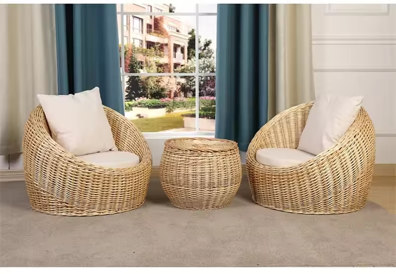 Handwoven Rattan Lounge Chair Set – Cozy & Stylish IndoorOutdoor Seating