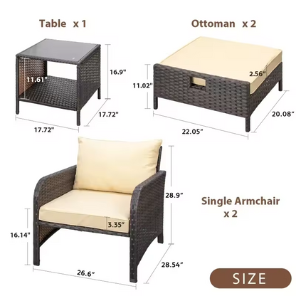 Luxury Wicker Lounge Set – Comfortable Outdoor Armchairs with Ottomans