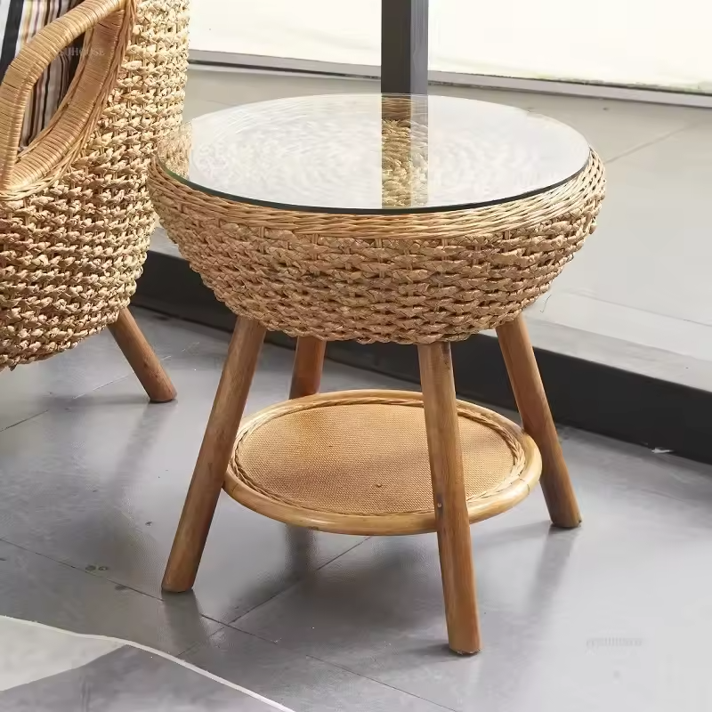 Elegant Handwoven Rattan Lounge Set – 2 Chairs & 1 Table for Cozy Indoor & Outdoor Spaces