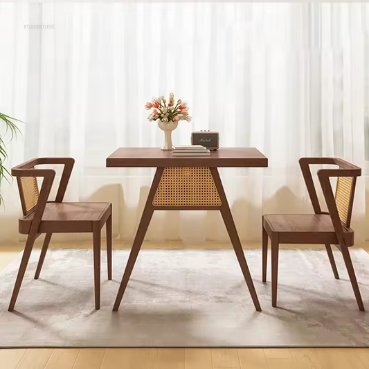 Natural Wood Table and Chair Set Elegant Design & Space Saving