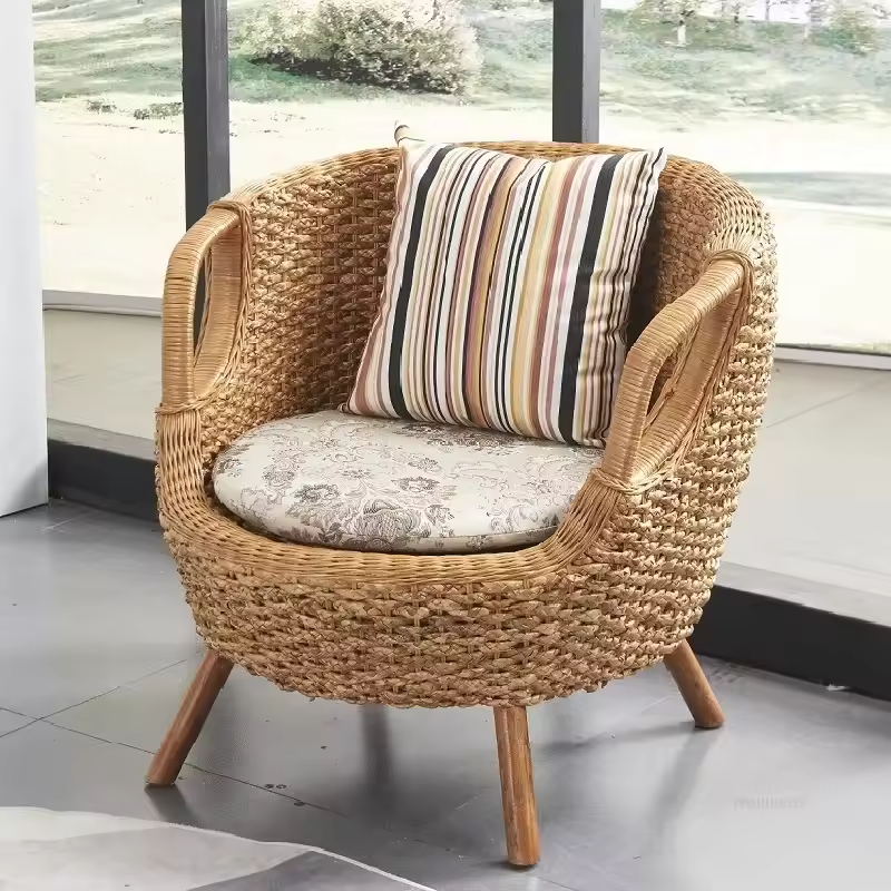 Elegant Handwoven Rattan Lounge Set – 2 Chairs & 1 Table for Cozy Indoor & Outdoor Spaces