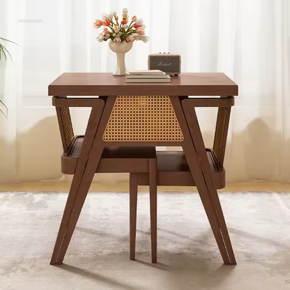 Natural Wood Table and Chair Set Elegant Design & Space Saving