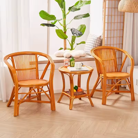Cozy Bamboo Chair Set with Side Table Perfect for Indoor & Outdoor Spaces